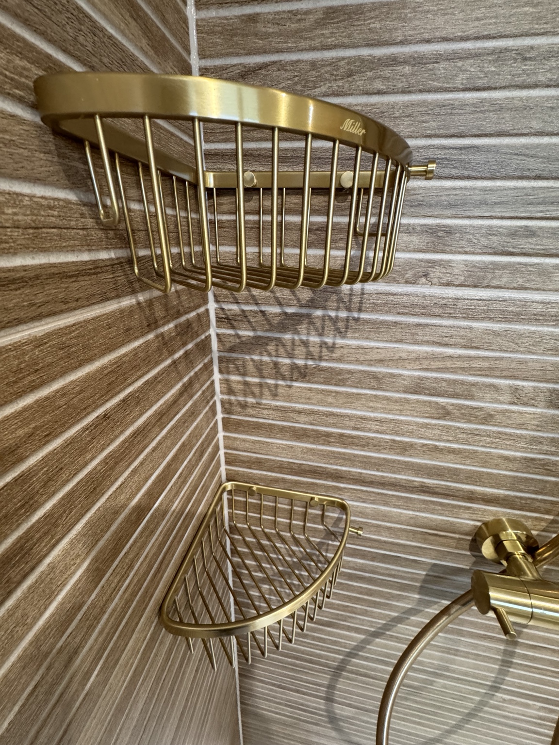 Brass corner shower baskets